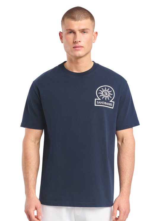 Sandbanks 3D Silicone Badge Logo T-Shirt - Navy