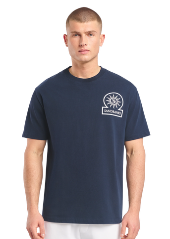 Sandbanks 3D Silicone Badge Logo T-Shirt - Navy