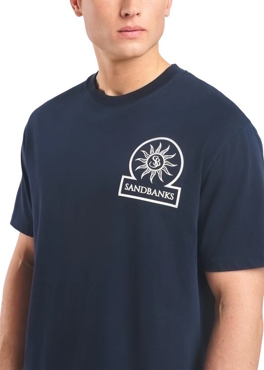 Sandbanks 3D Silicone Badge Logo T-Shirt - Navy