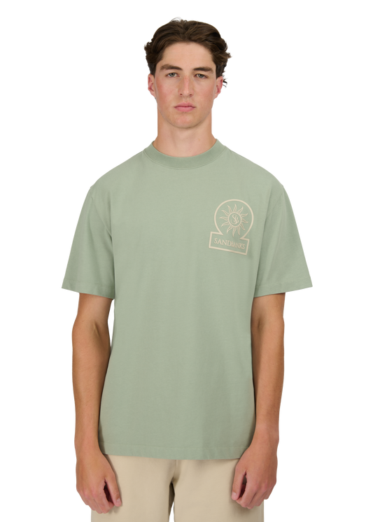 Sandbanks 3D Silicone Badge Logo T-Shirt - Sage