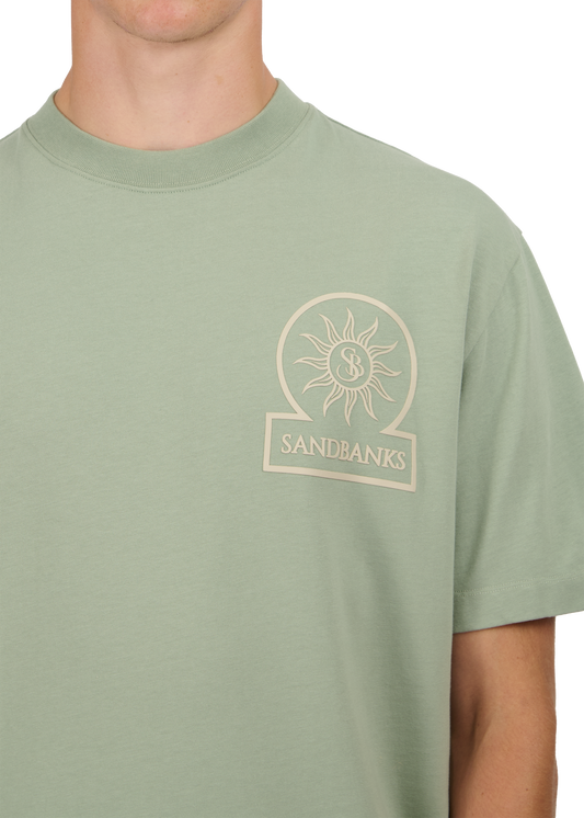 Sandbanks 3D Silicone Badge Logo T-Shirt - Sage