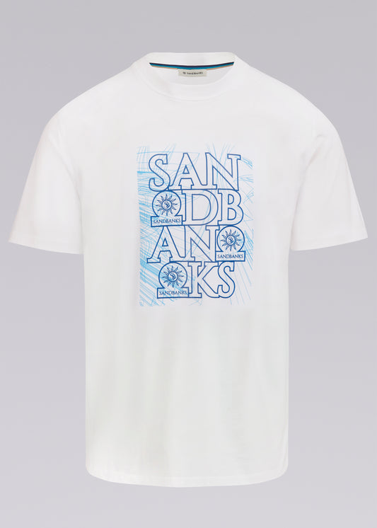 Sandbanks Abstract Raised Rubber Print T-Shirt - White