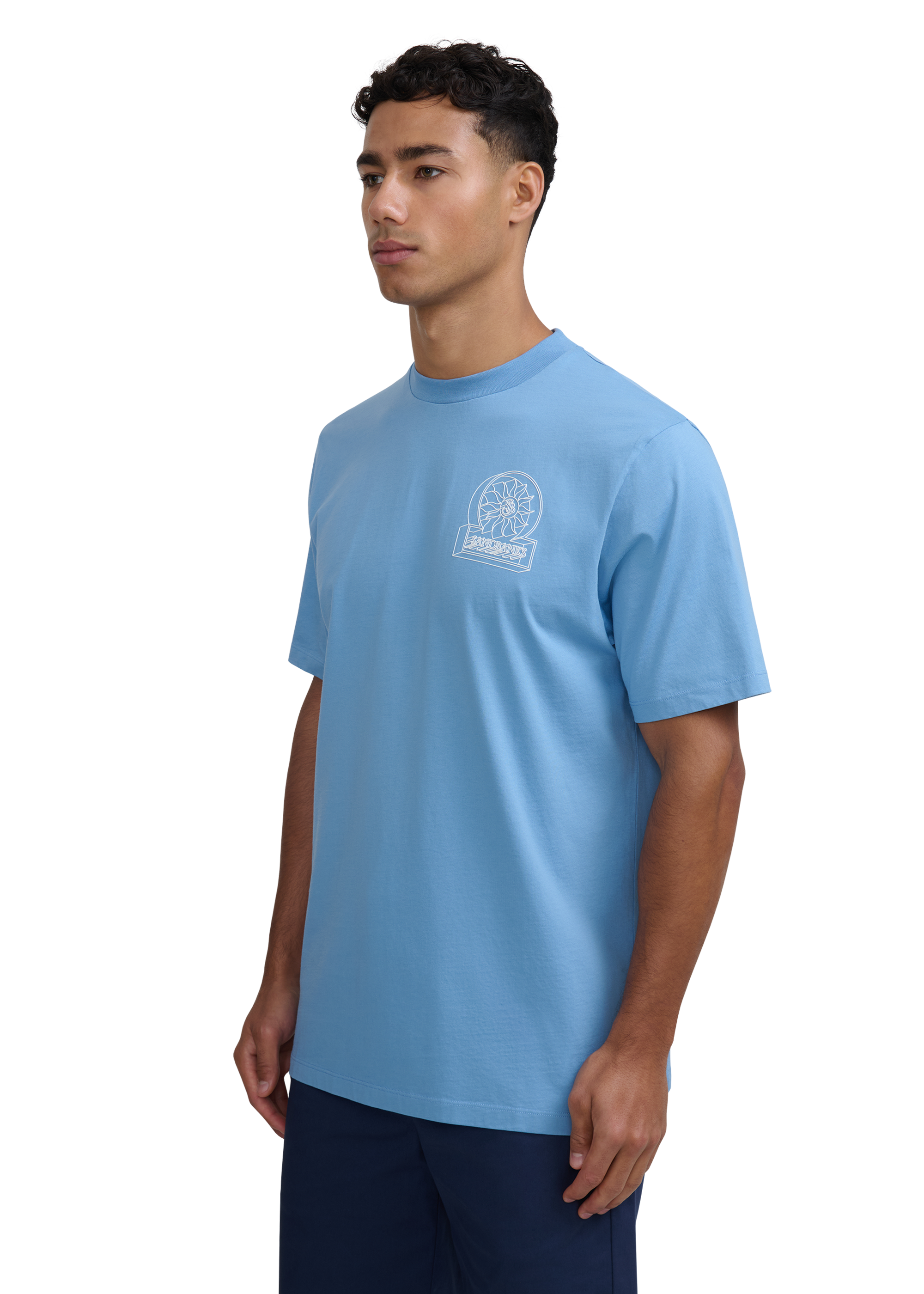 Sandbanks 3D Logo Print T-shirt - Dusty Blue