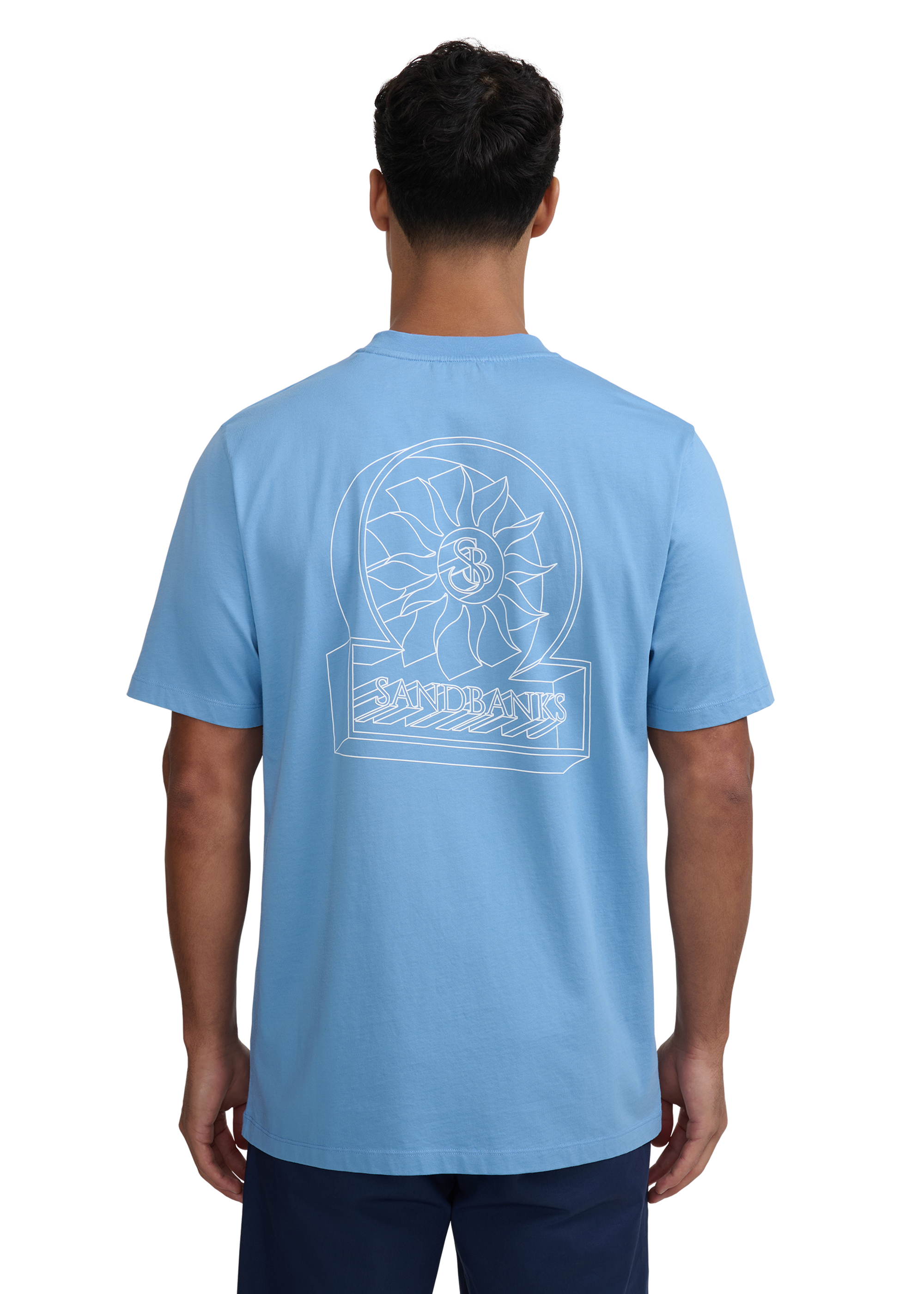Sandbanks 3D Logo Print T-shirt - Dusty Blue