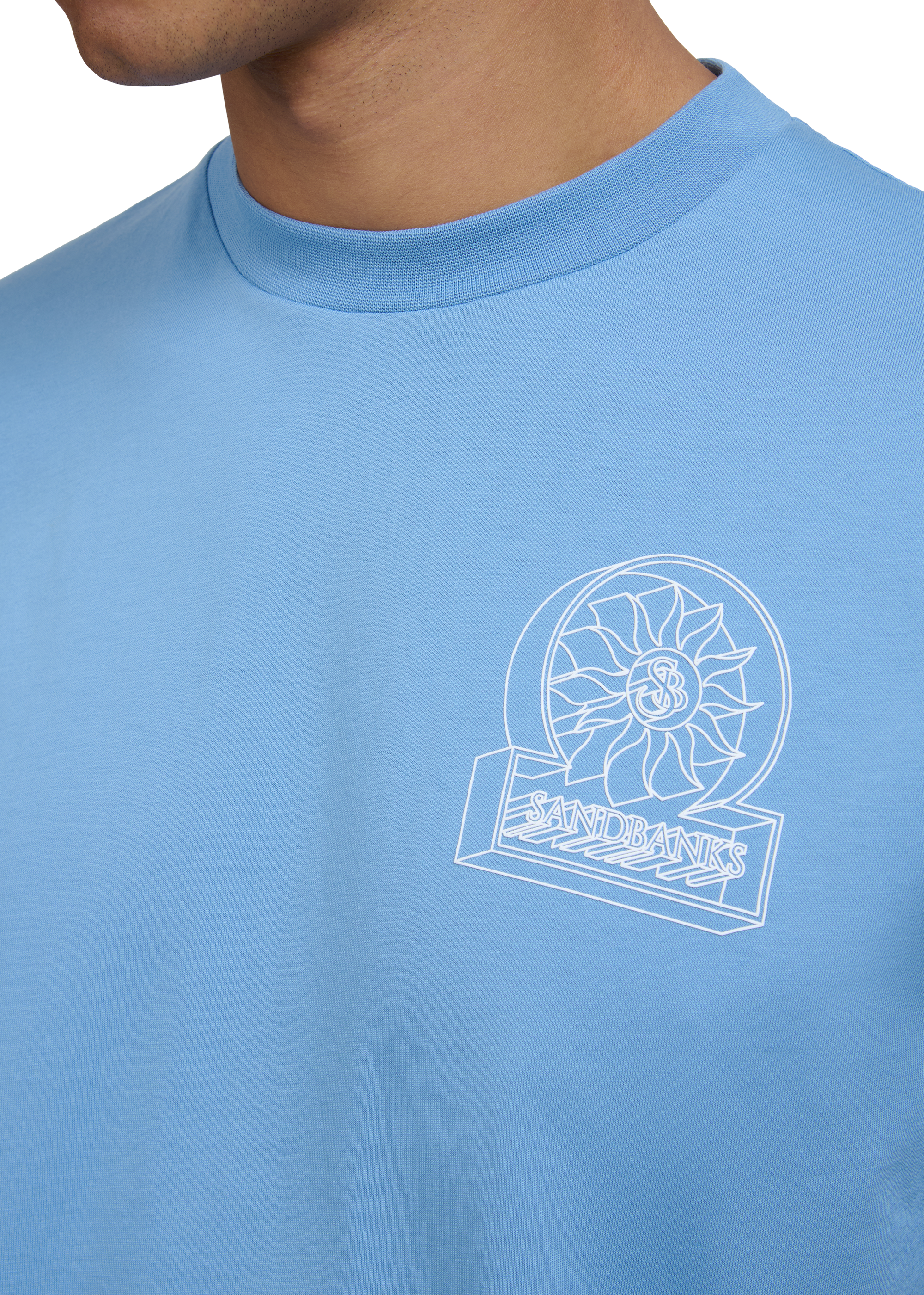 Sandbanks 3D Logo Print T-shirt - Dusty Blue