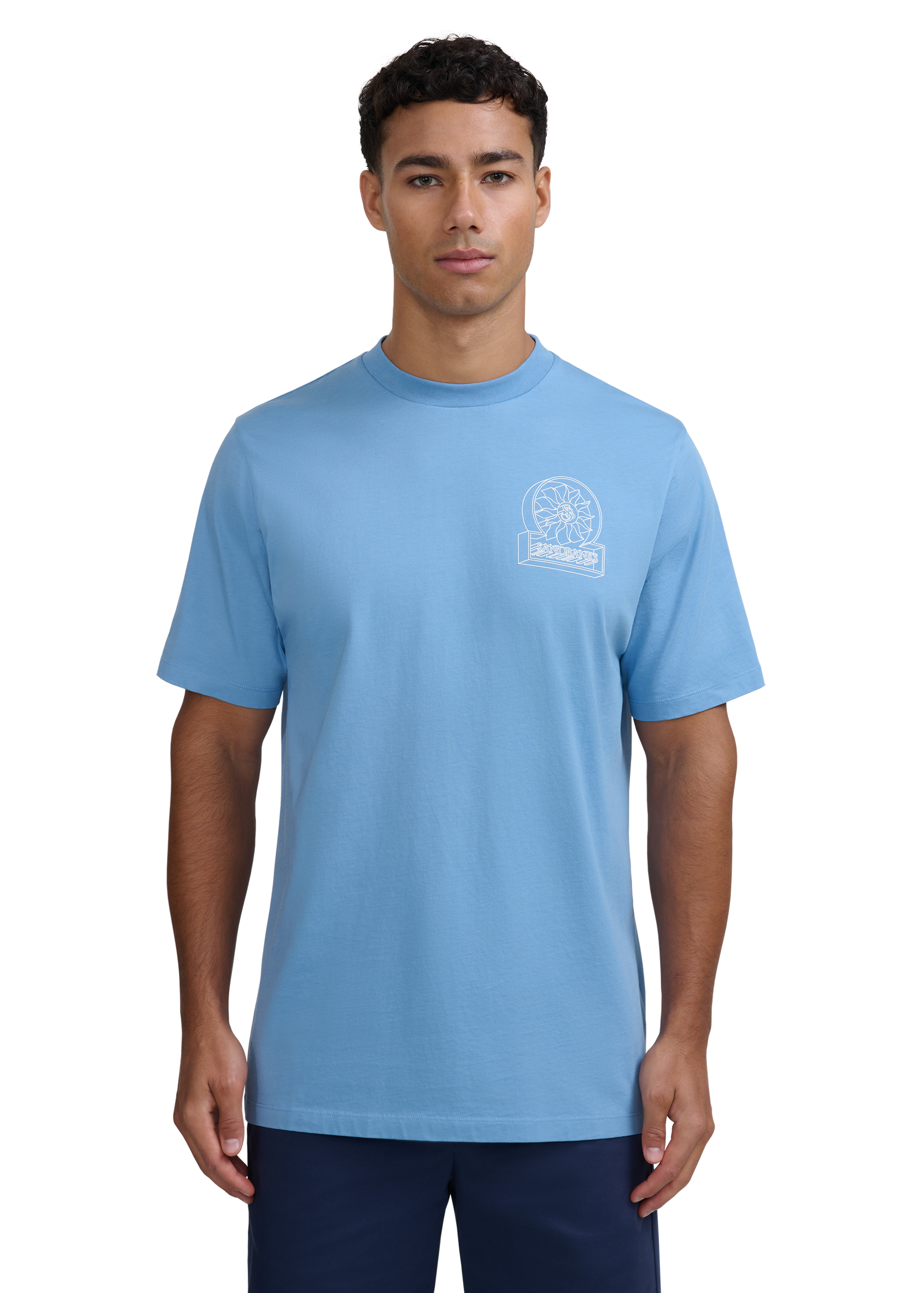 Sandbanks 3D Logo Print T-shirt - Dusty Blue