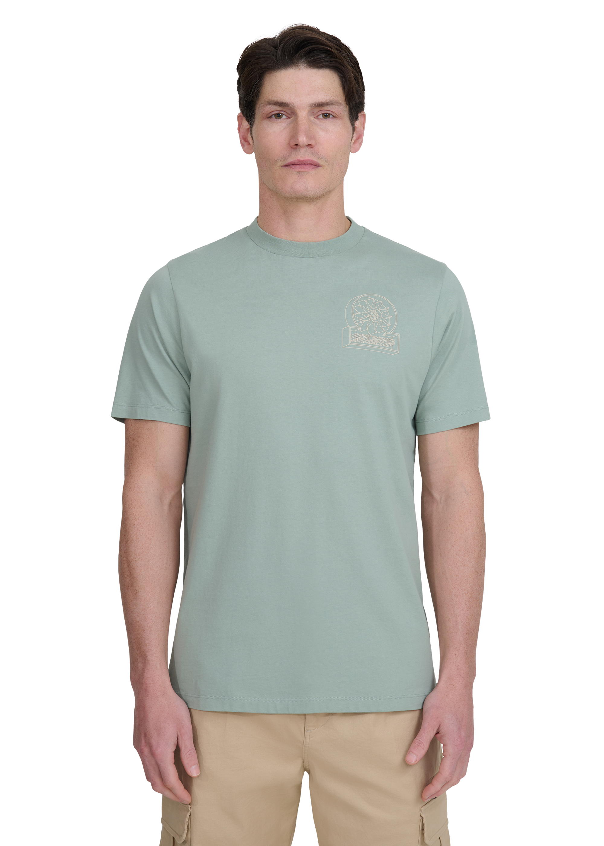 Sandbanks 3D Logo Print T-shirt - Sage