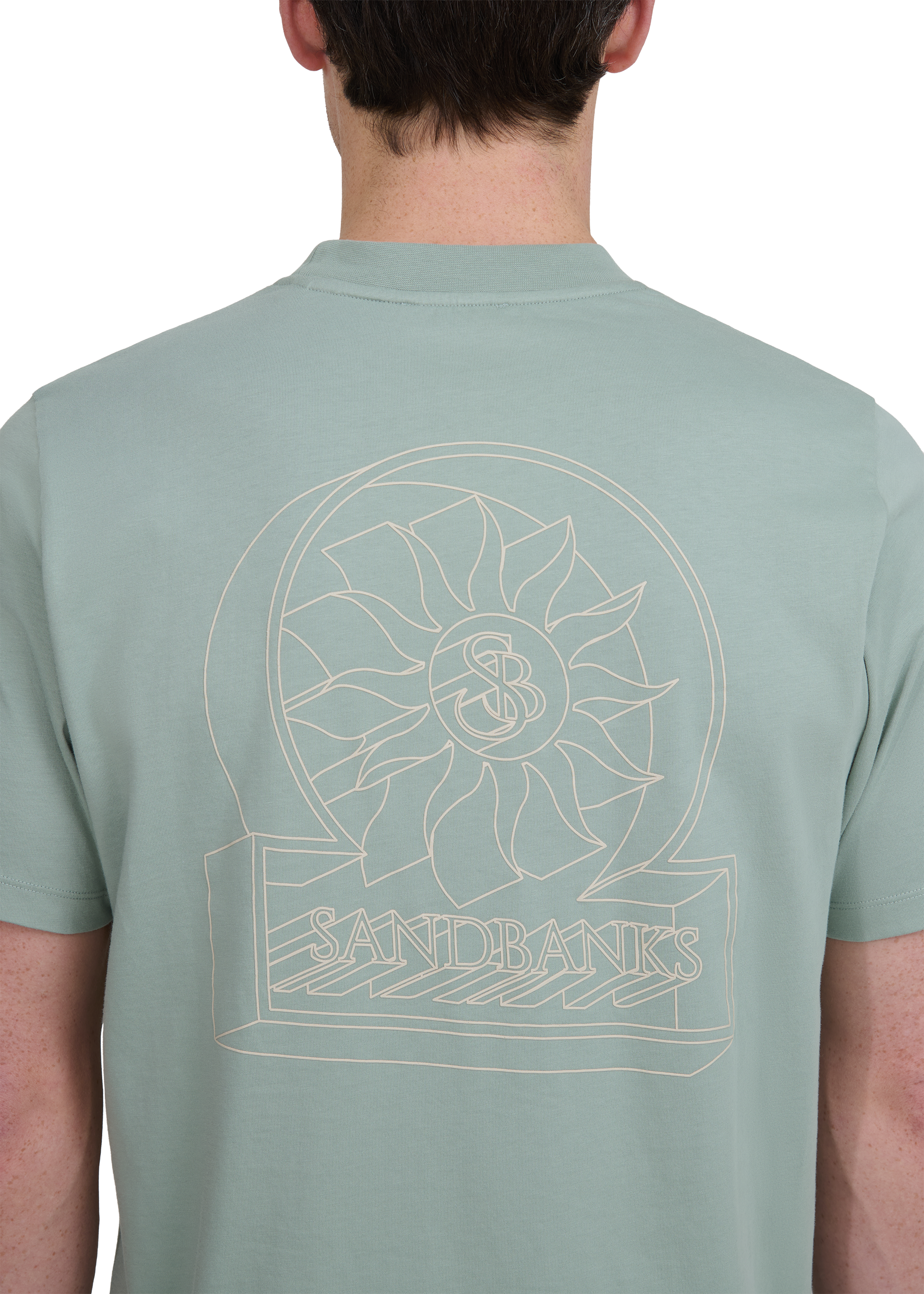 Sandbanks 3D Logo Print T-shirt - Sage