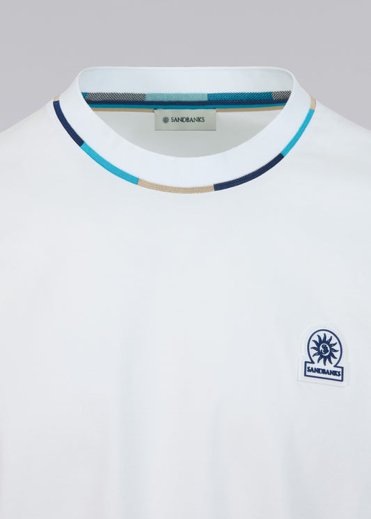 Sandbanks Tri-colour Neck T-Shirt - White