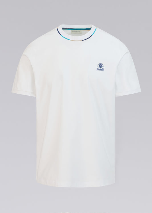 Sandbanks Tri-colour Neck T-Shirt - White
