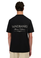 Model wearing Sandbanks Riviera Collection T-Shirt - Black