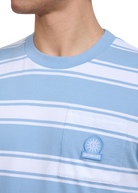 Stripe Pocket Cotton T-Shirt - Dusty Blue