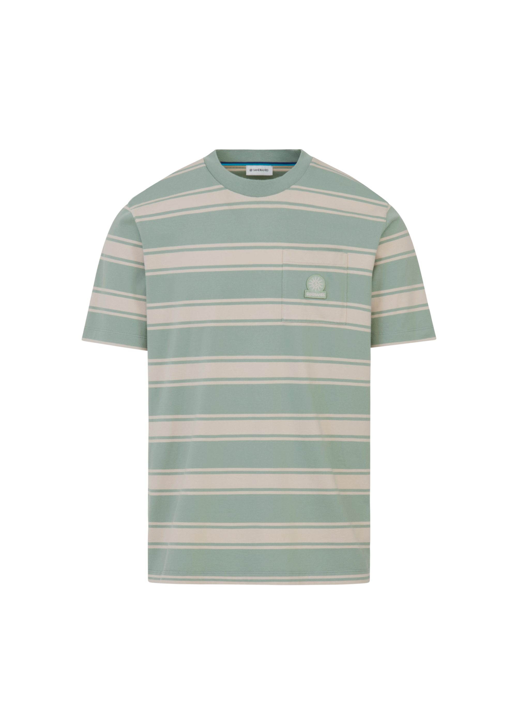Stripe Pocket Cotton T-Shirt - Sage