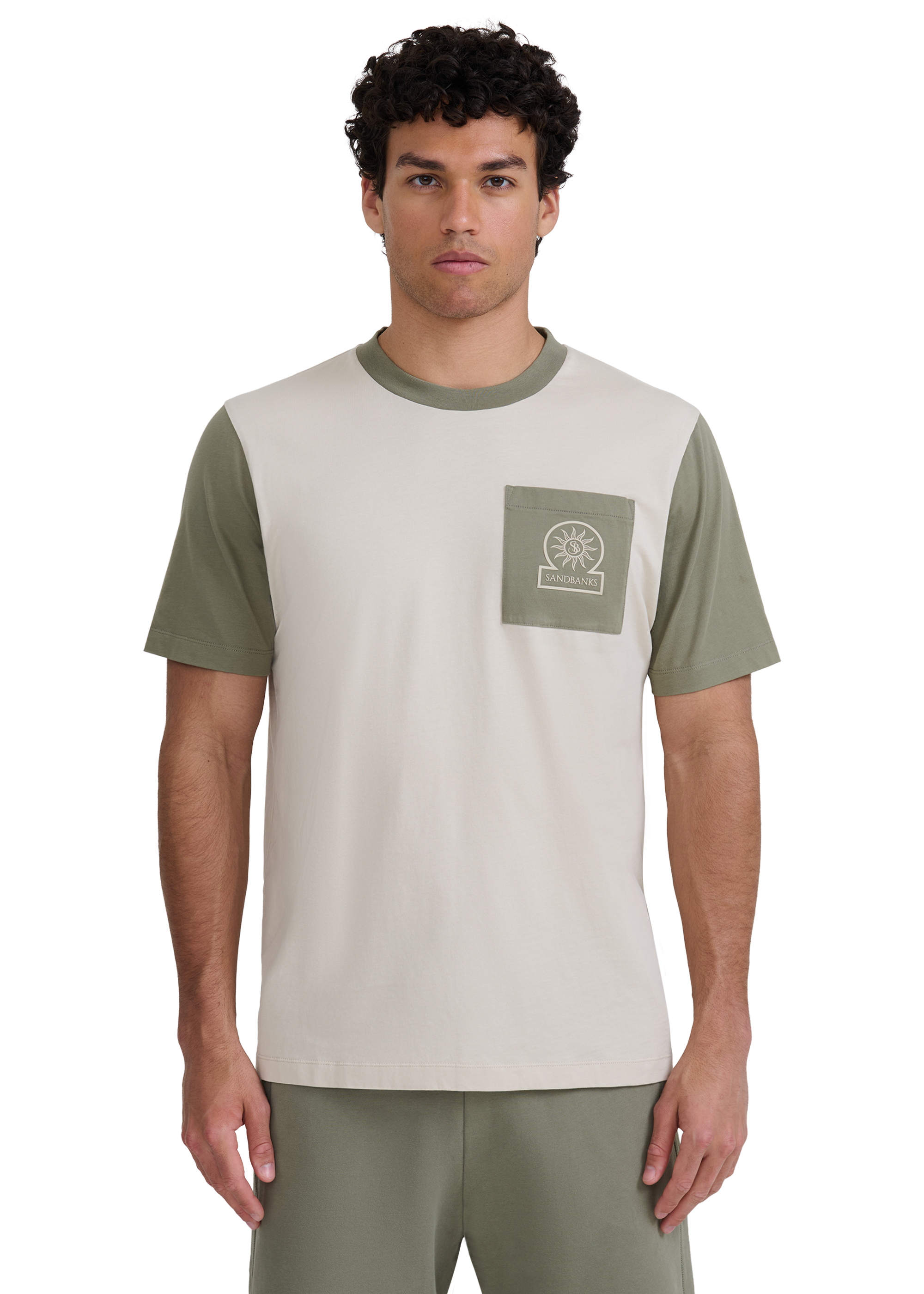 Contrast Pocket Badge Logo T-shirt - Stone
