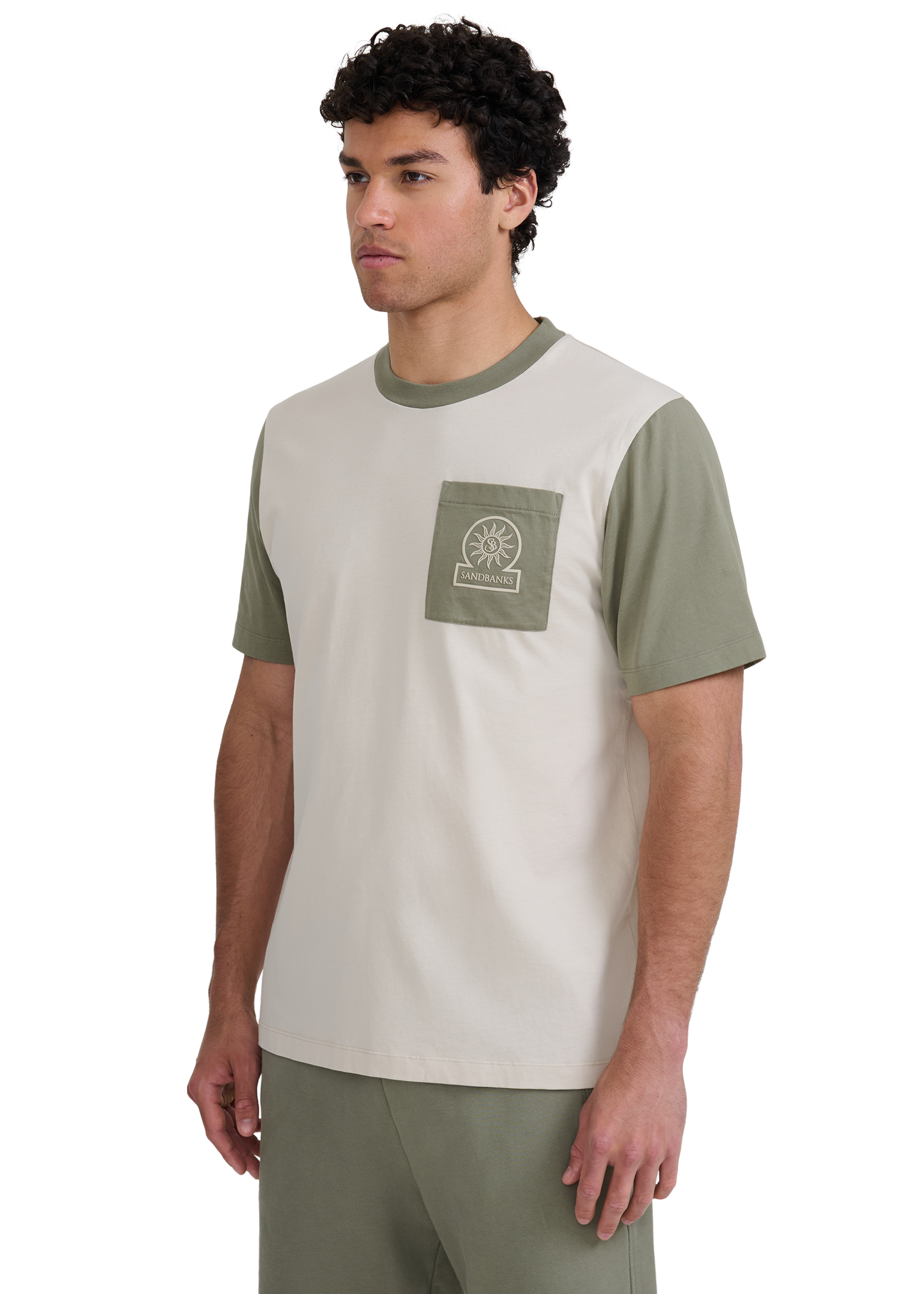Contrast Pocket Badge Logo T-shirt - Stone