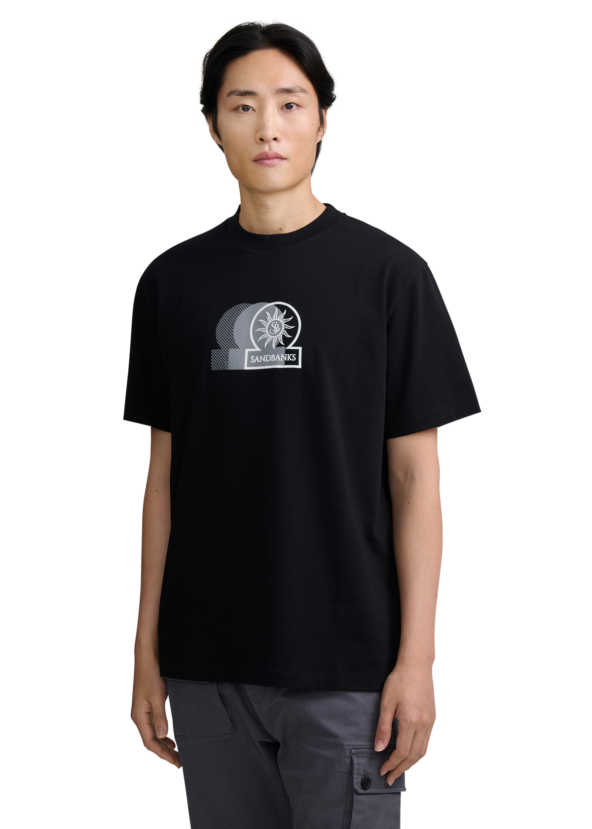 Contrast Fade Logo Print T-shirt - Black