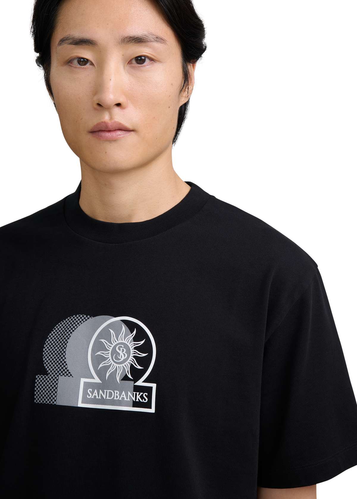 Contrast Fade Logo Print T-shirt - Black