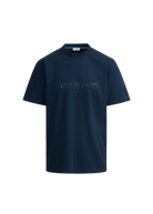 Raised Stripe Logo Print T-Shirt - Navy
