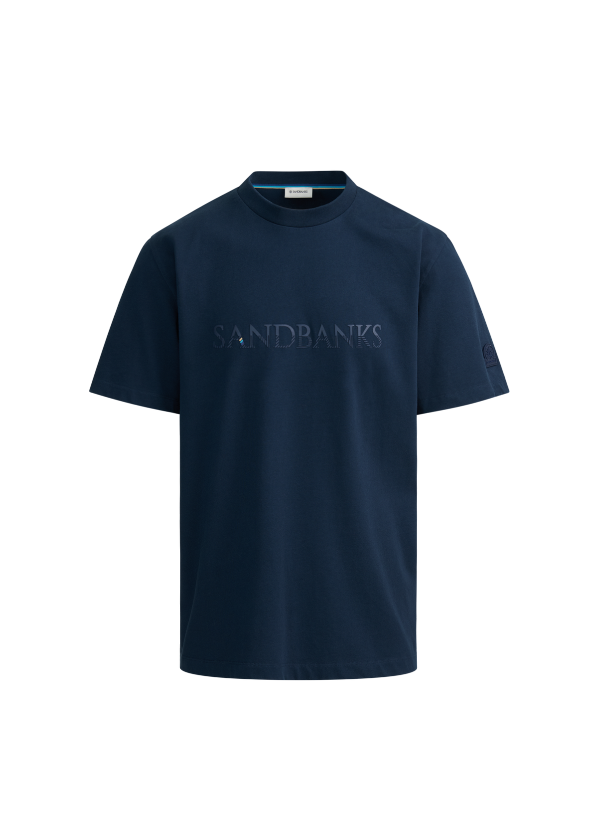 Raised Stripe Logo Print T-Shirt - Navy