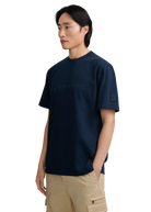 Raised Stripe Logo Print T-Shirt - Navy