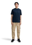 Raised Stripe Logo Print T-Shirt - Navy