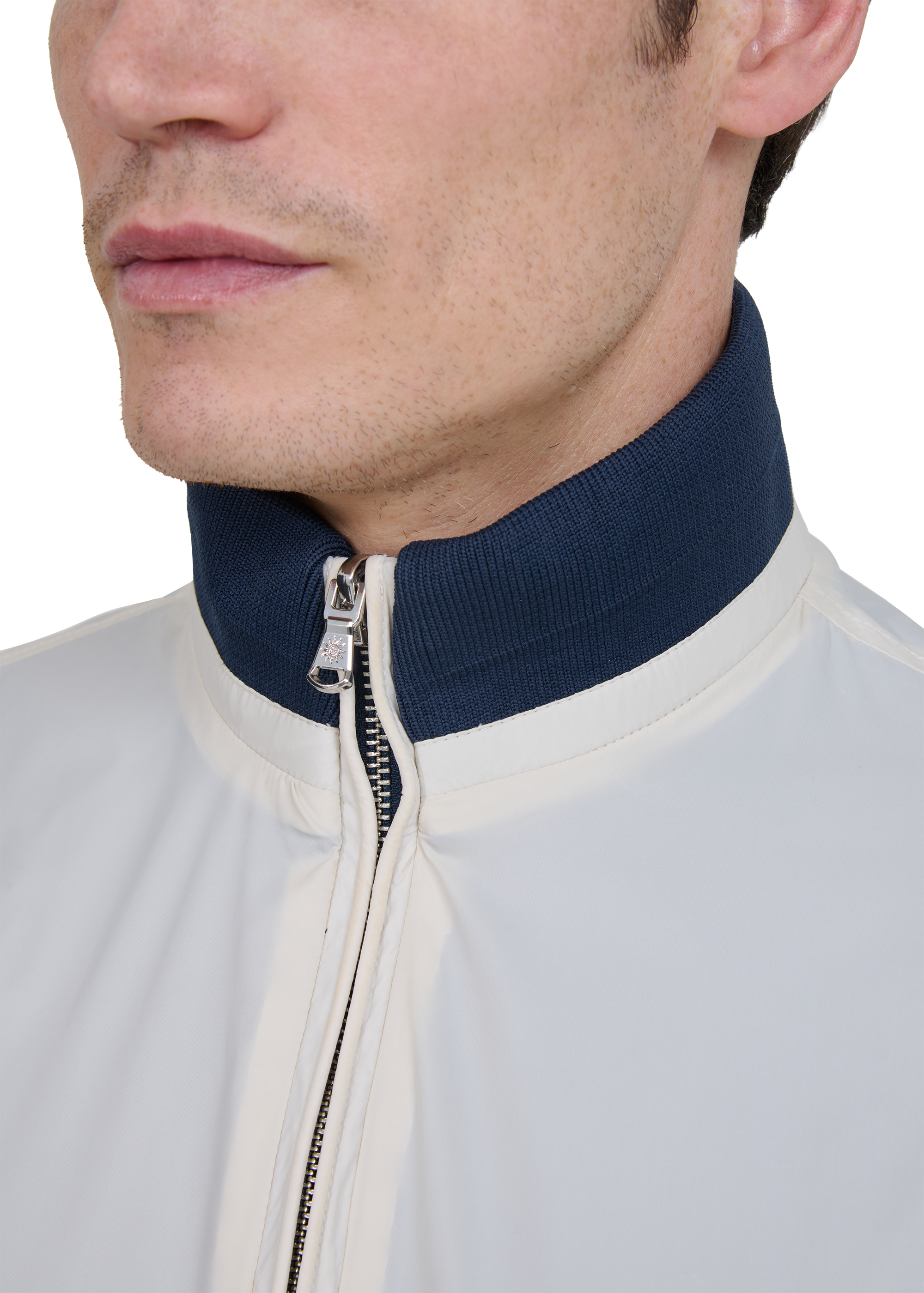 Sandbanks Reversible Funnel Neck Bomber - Navy/Stone