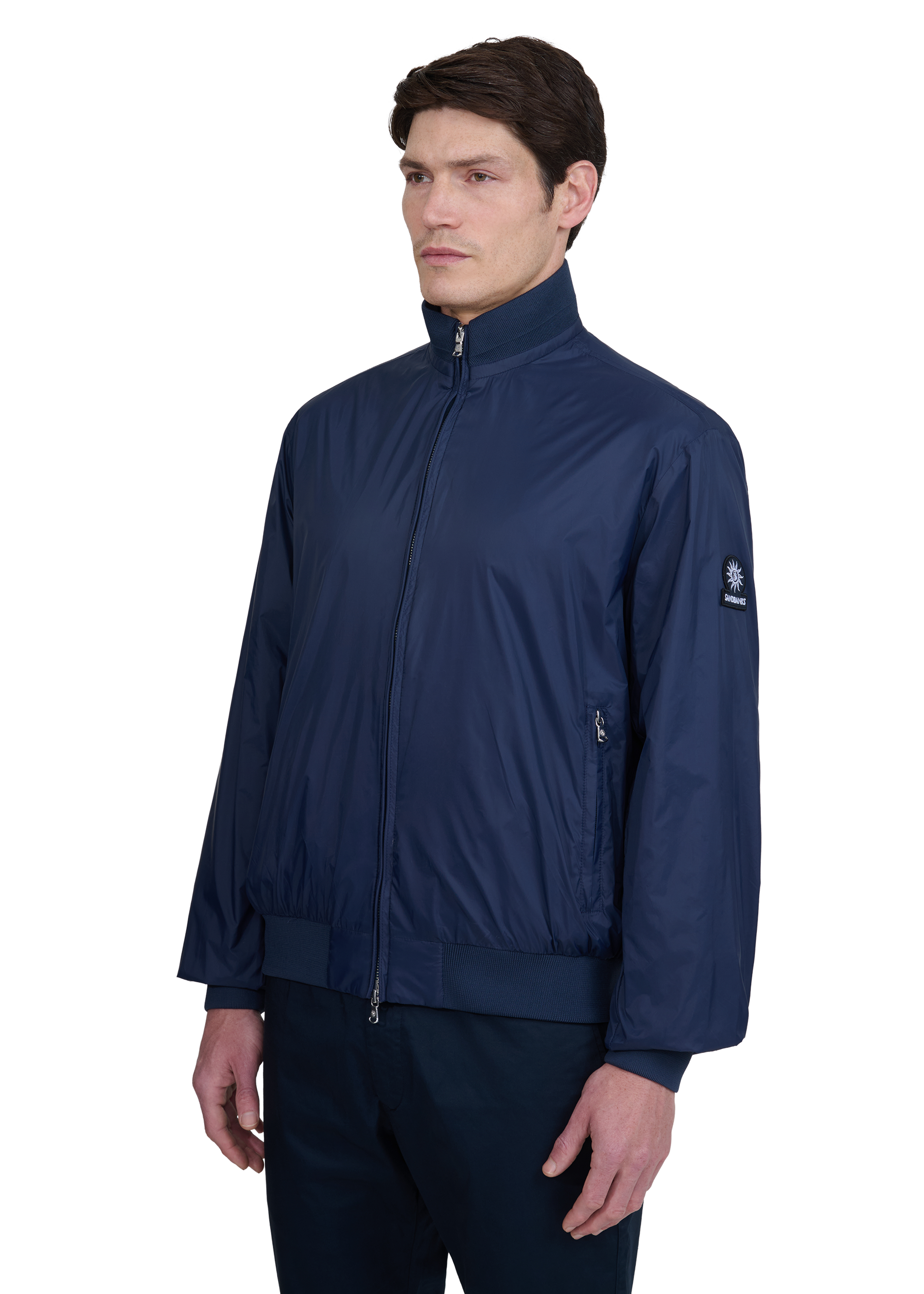 Sandbanks Reversible Funnel Neck Bomber - Navy/Stone