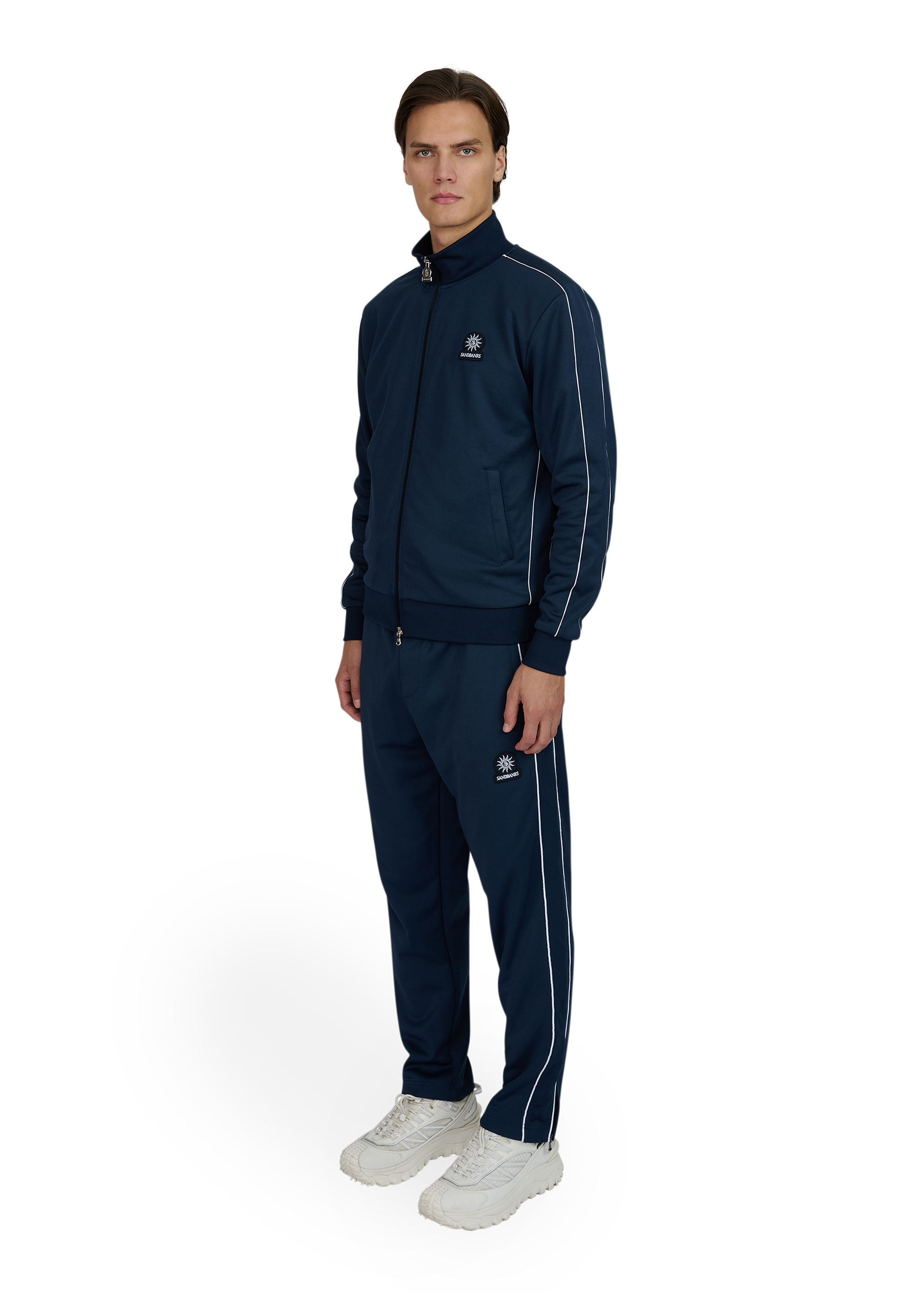Sandbanks Piped Tricot Track Jacket - Navy