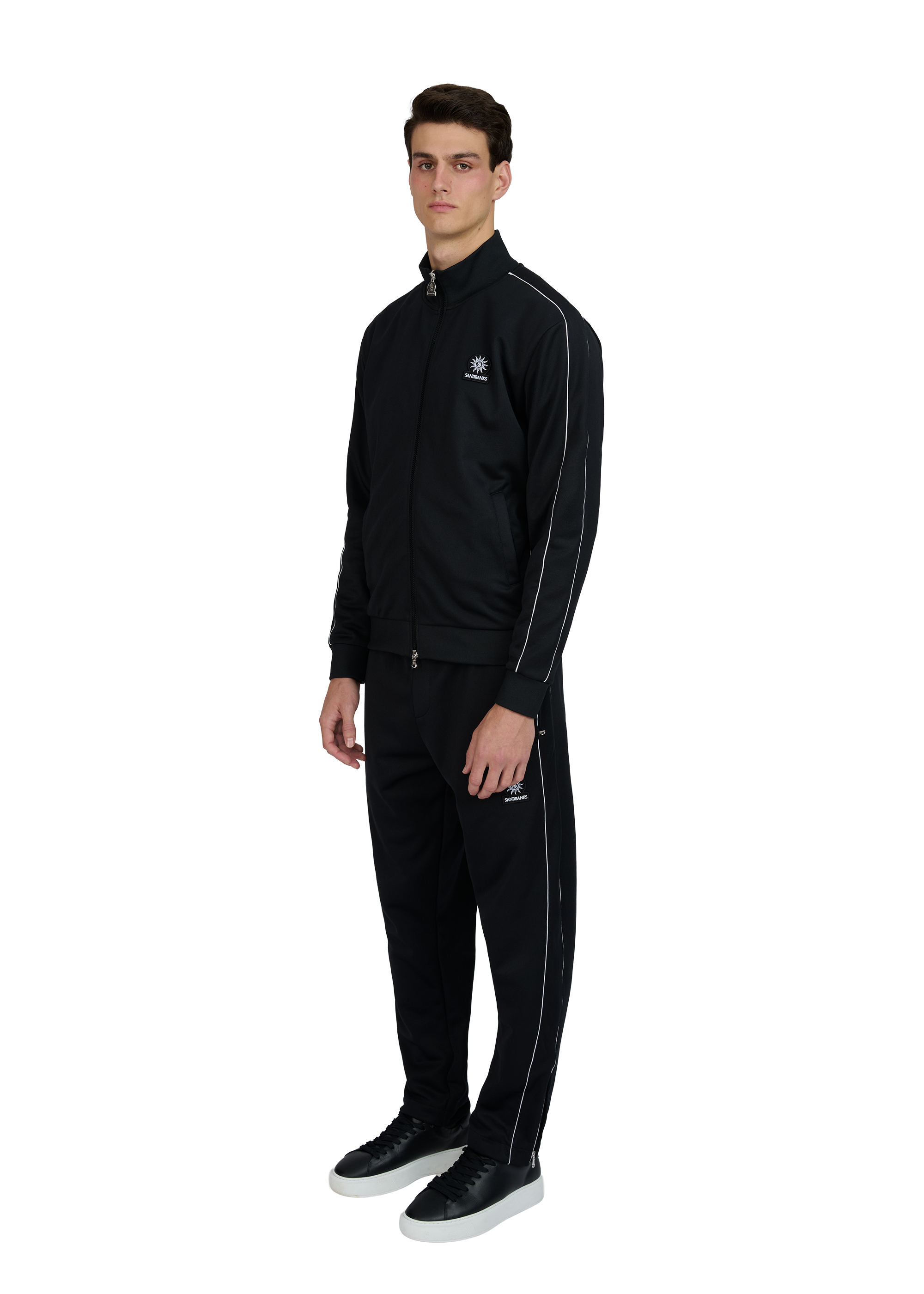 Sandbanks Piped Tricot Track Pant - Black