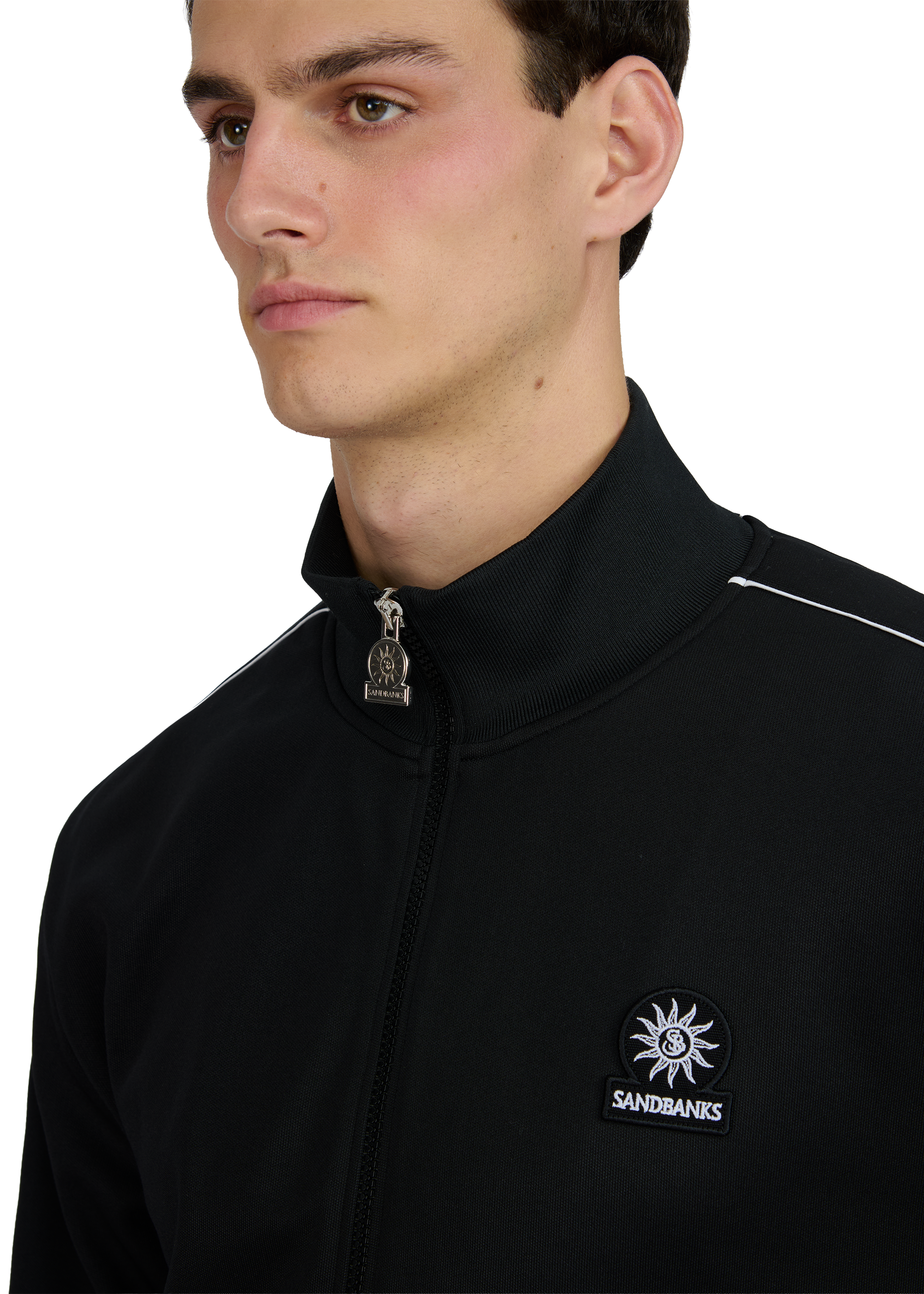 Sandbanks Piped Tricot Track Jacket - Black