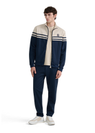 Contrast Stripe Appliqué Track Jacket - Navy/Stone