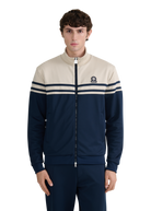 Contrast Stripe Appliqué Track Jacket - Navy/Stone
