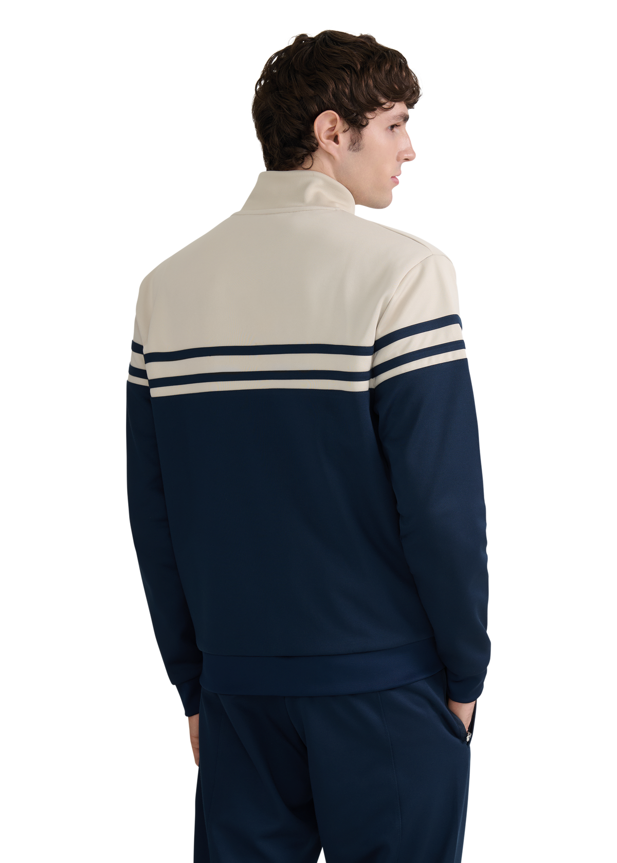 Contrast Stripe Appliqué Track Jacket - Navy/Stone