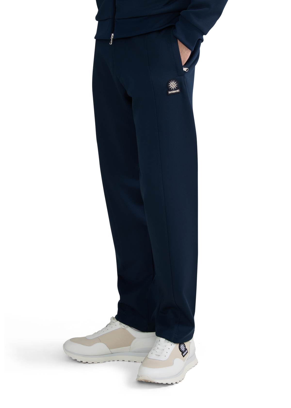 Contrast Stripe Track Pant - Navy/Stone