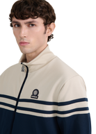 Contrast Stripe Appliqué Track Jacket - Navy/Stone