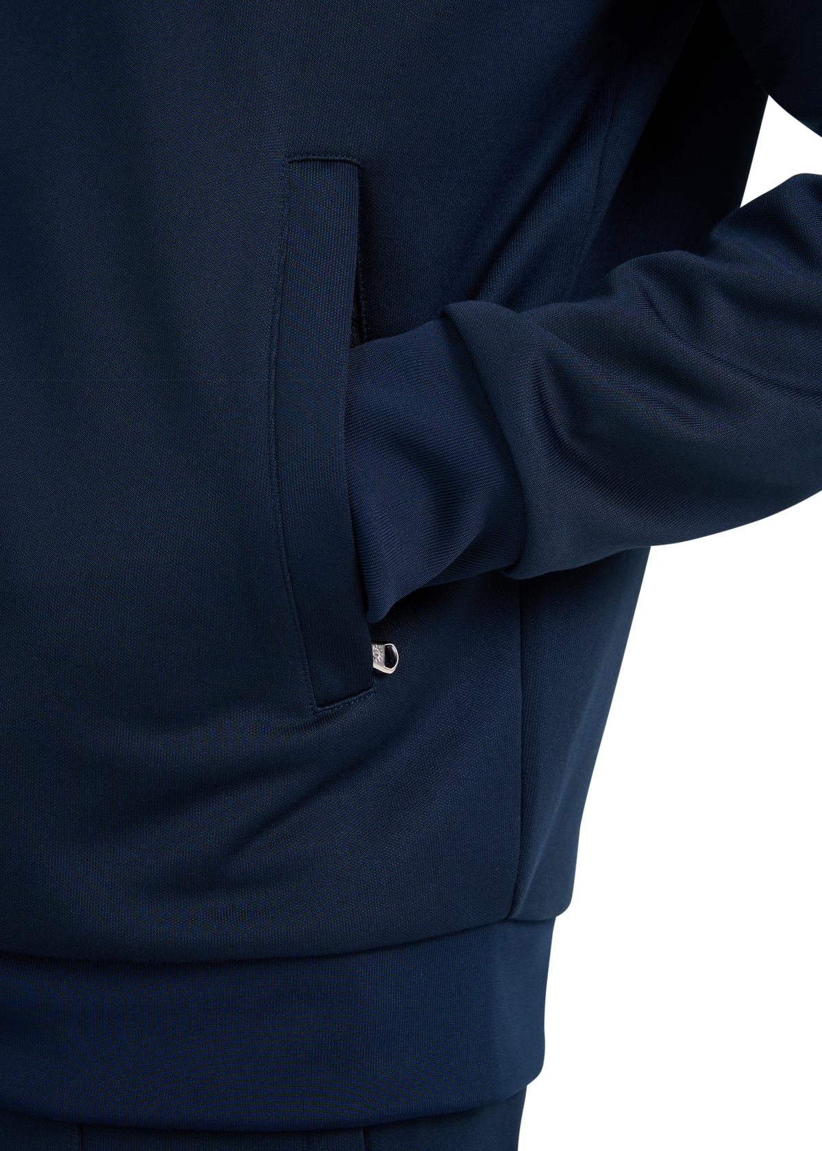 Contrast Stripe Appliqué Track Jacket - Navy/Stone