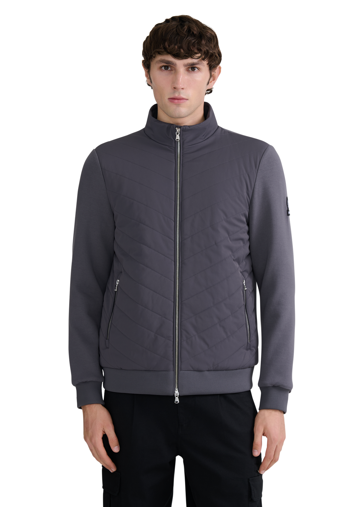 Chevron Quilted Interlock Sweatshirt - Charcoal