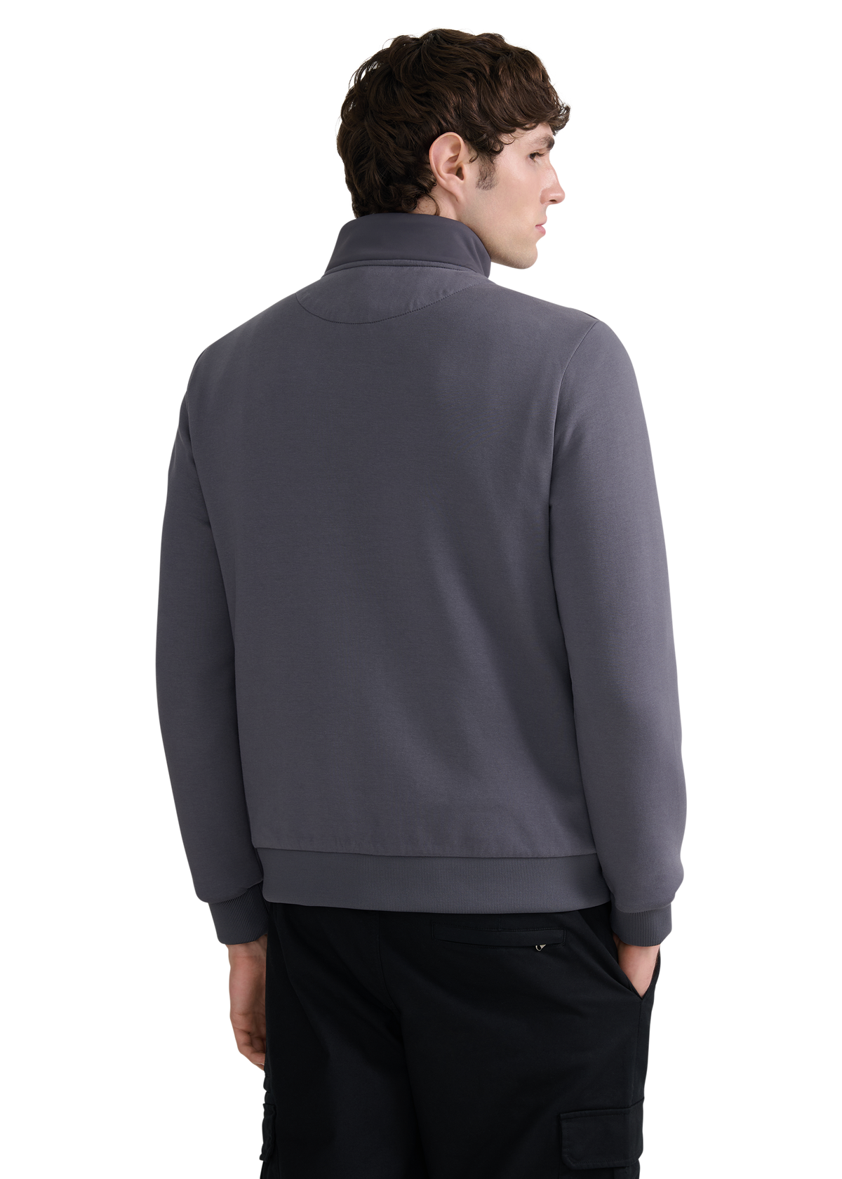 Chevron Quilted Interlock Sweatshirt - Charcoal