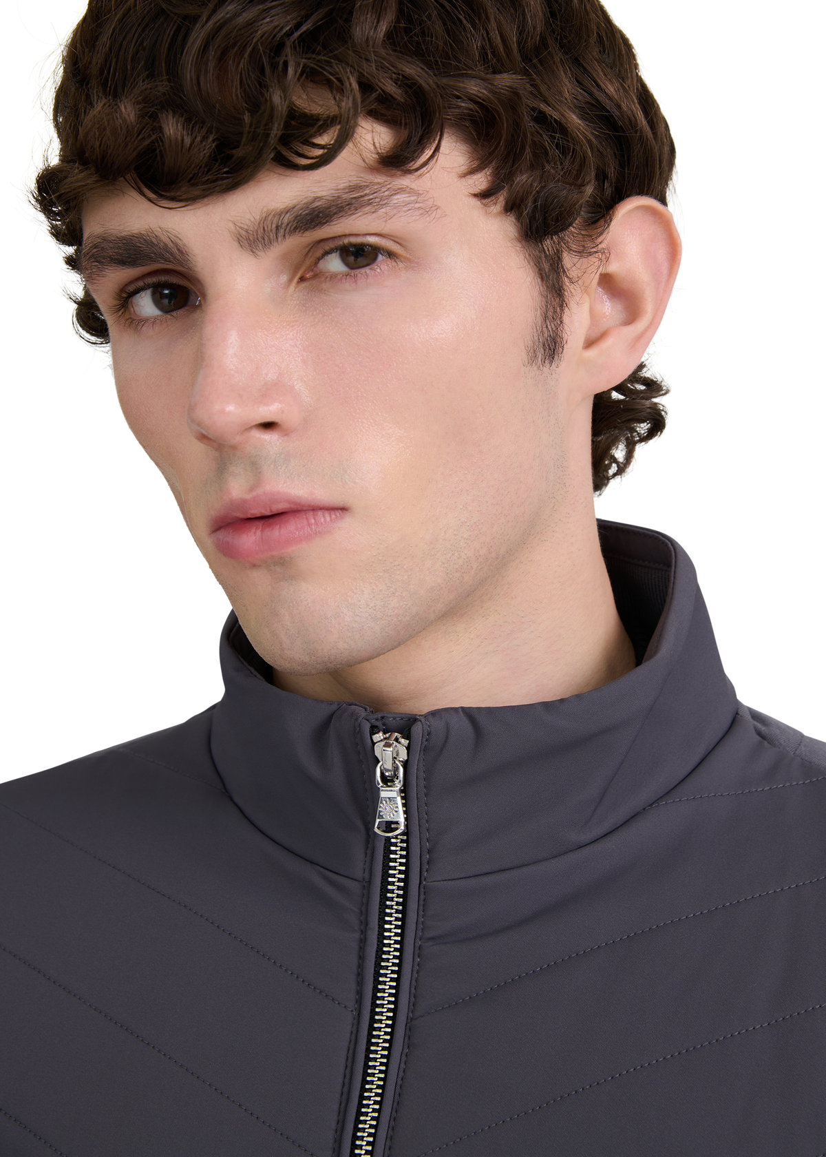Chevron Quilted Interlock Sweatshirt - Charcoal