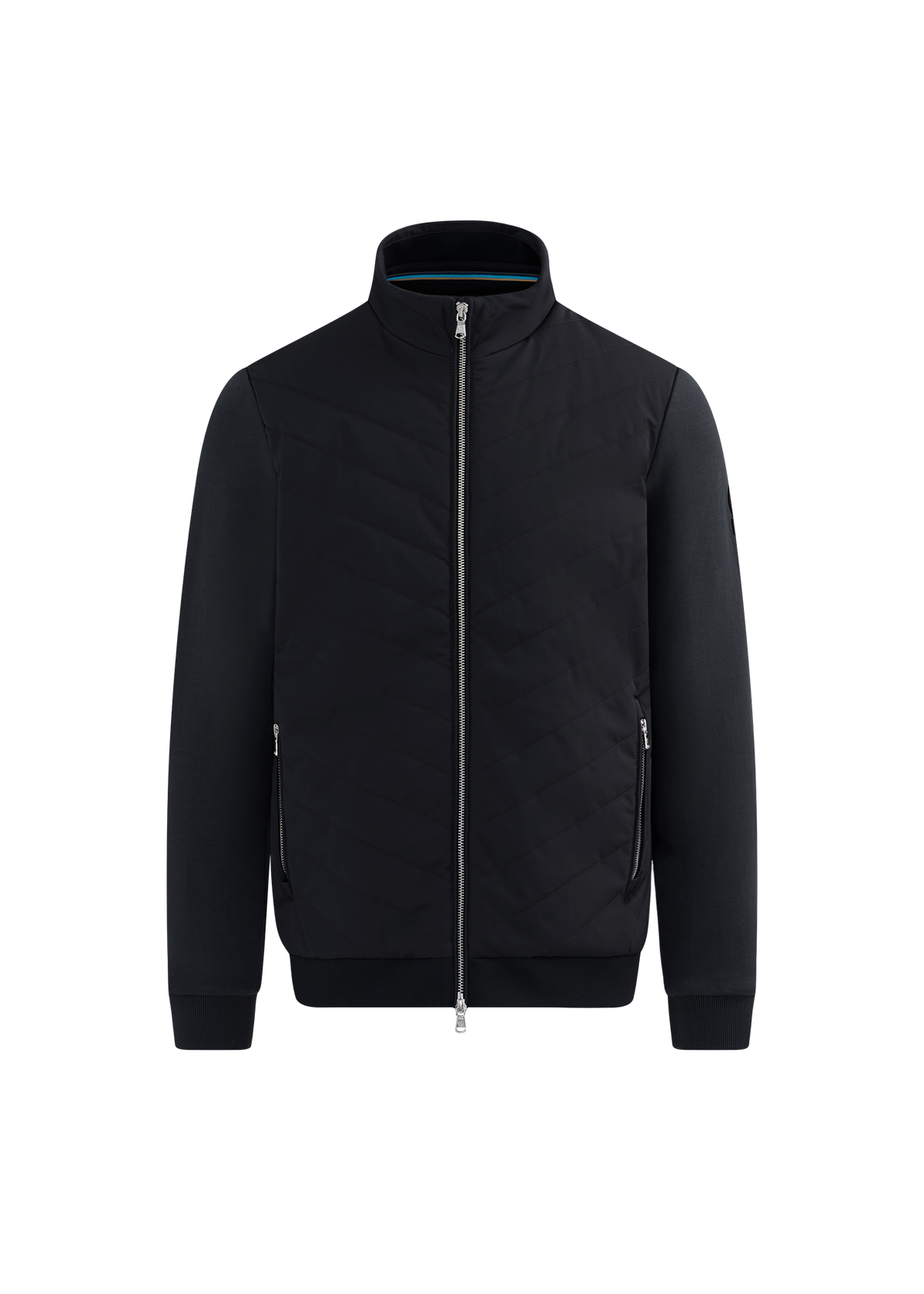 Chevron Quilted Knit Sweatshirt - Black
