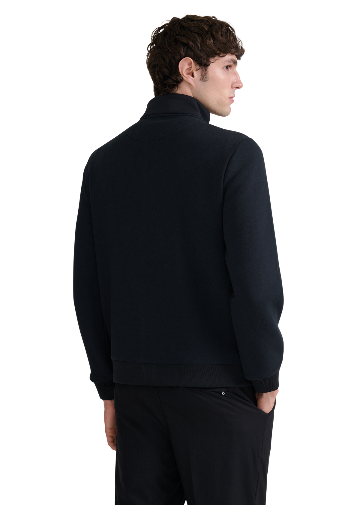 Chevron Quilted Knit Sweatshirt - Black