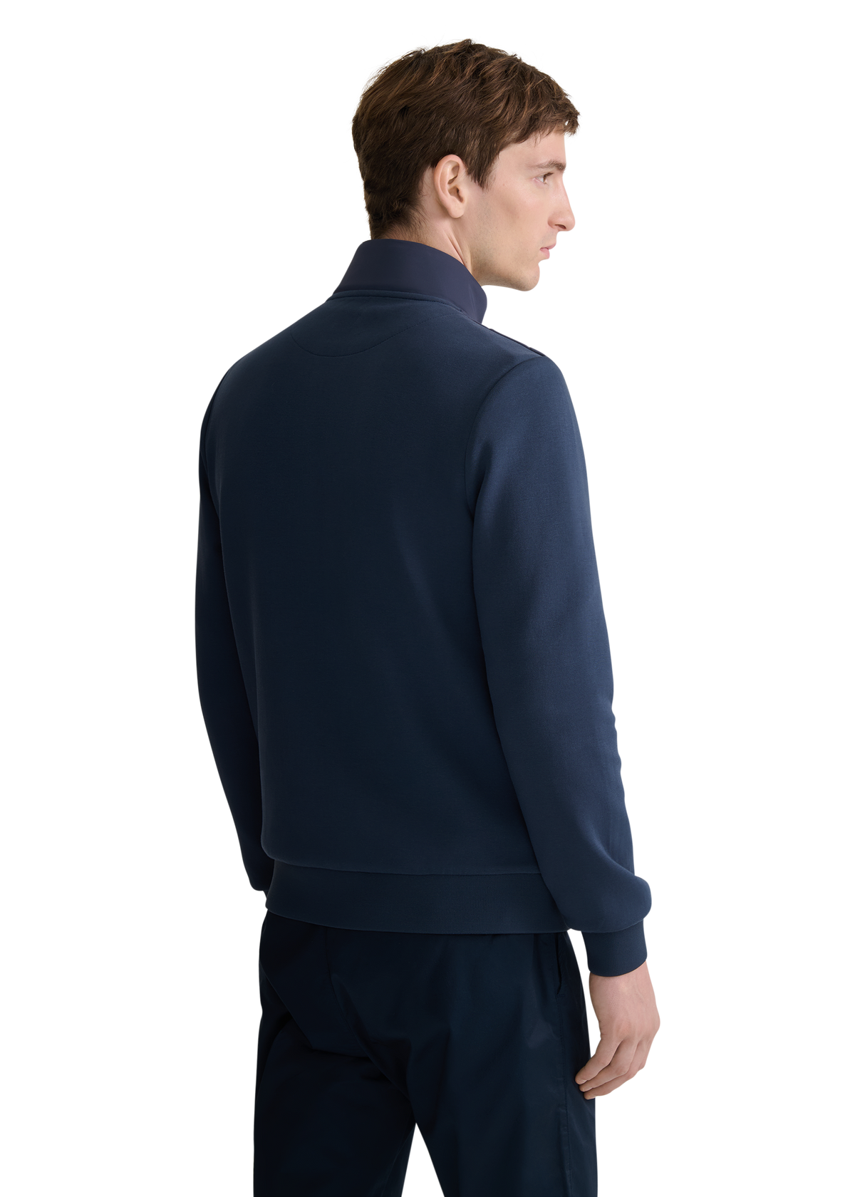 Chevron Quilted Knit Sweatshirt - Navy