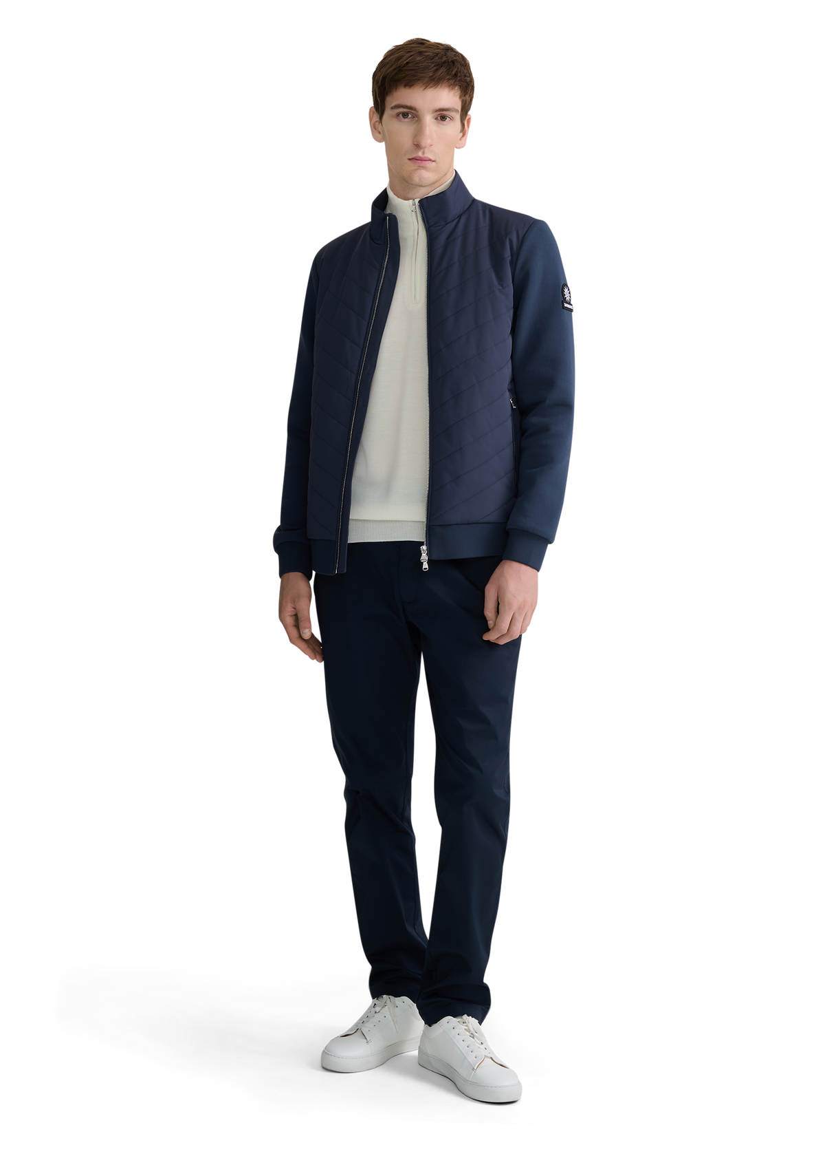 Chevron Quilted Knit Sweatshirt - Navy