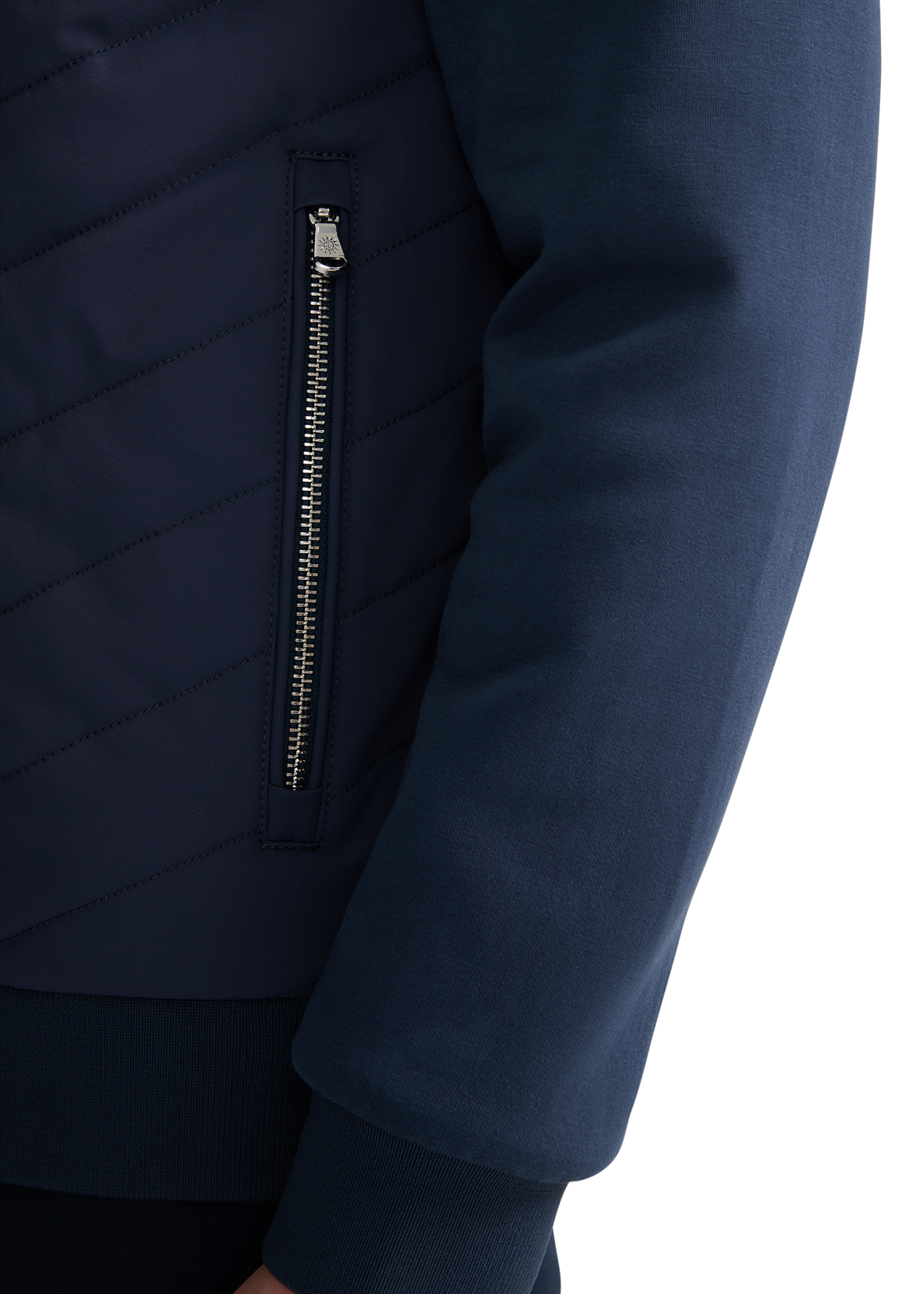 Chevron Quilted Knit Sweatshirt - Navy
