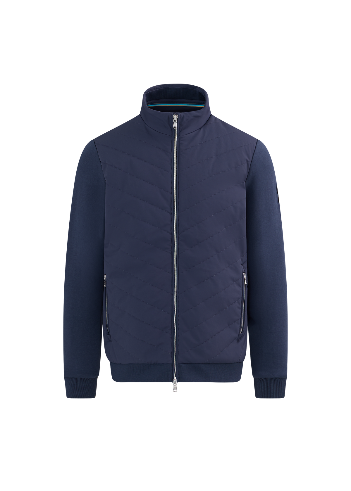 Chevron Quilted Knit Sweatshirt - Navy