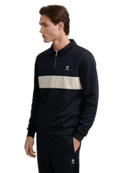 Collared Quarter Zip Sweatshirt - Black/Stone