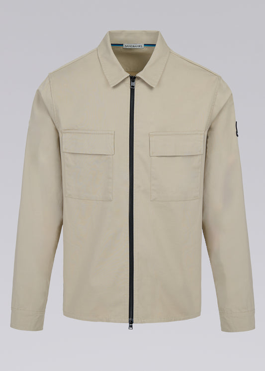 Sandbanks Gabardine Zip Overshirt - Stone