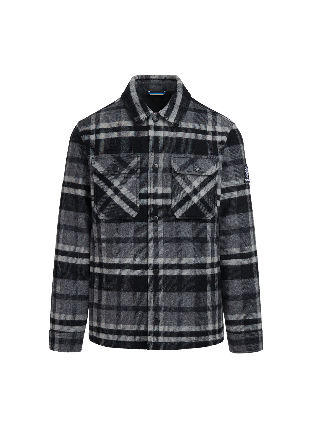 Sandbanks Badbury Check Quilted Wool Blend Overshirt - Charcoal