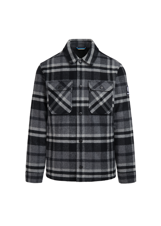 Sandbanks Badbury Check Quilted Wool Blend Overshirt - Charcoal