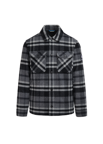 Sandbanks Badbury Check Quilted Wool Blend Overshirt - Charcoal